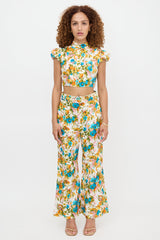 Zimmermann Linen Floral Estelle Tie Top