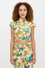 Zimmermann Linen Floral Estelle Tie Top