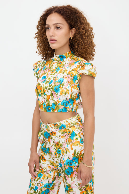 Zimmermann Linen Floral Estelle Tie Top