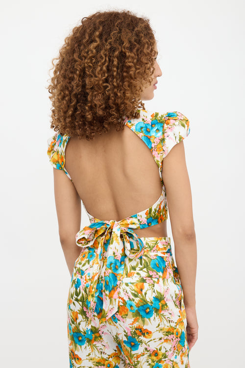 Zimmermann Linen Floral Estelle Tie Top