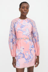 Zimmermann Linen Floral Postcard Mini Dress