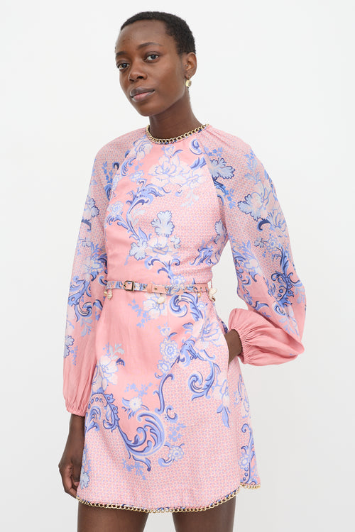 Zimmermann Linen Floral Postcard Mini Dress