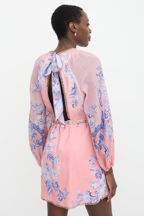 Zimmermann Linen Floral Postcard Mini Dress
