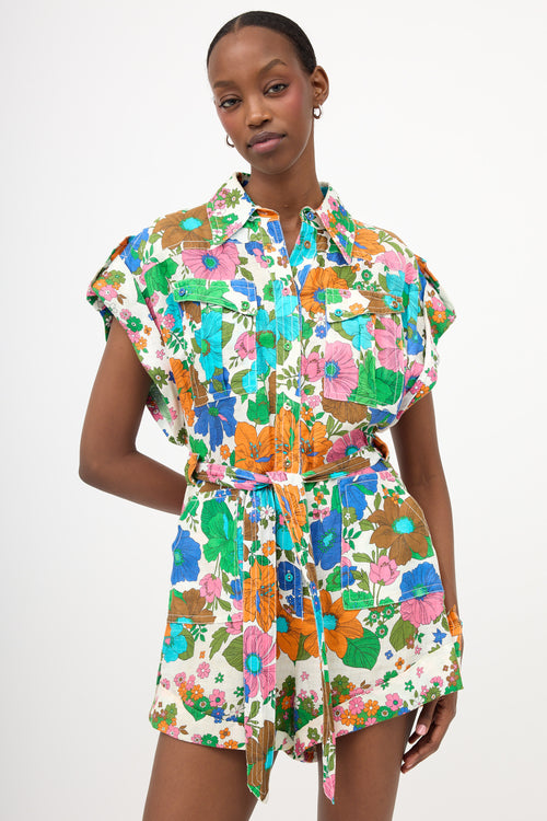Zimmermann Linen Floral Riders Romper