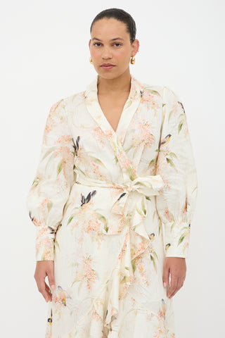 Zimmermann Linen Floral Wrap Dress
