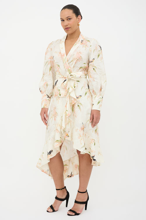 Zimmermann Linen Floral Wrap Dress