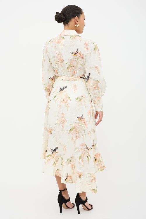 Zimmermann Linen Floral Wrap Dress