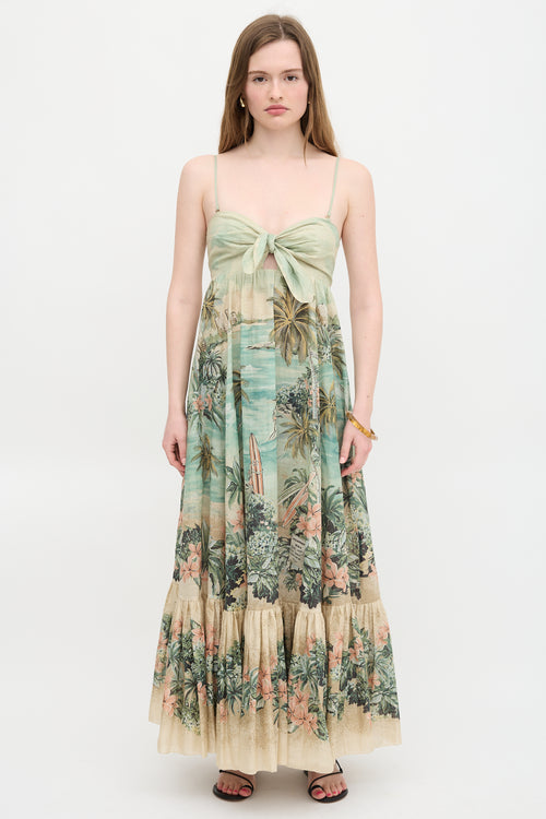 Zimmermann Linen Printed Tier Dress