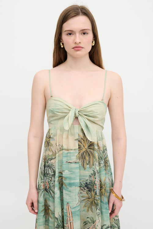 Zimmermann Linen Printed Tier Dress