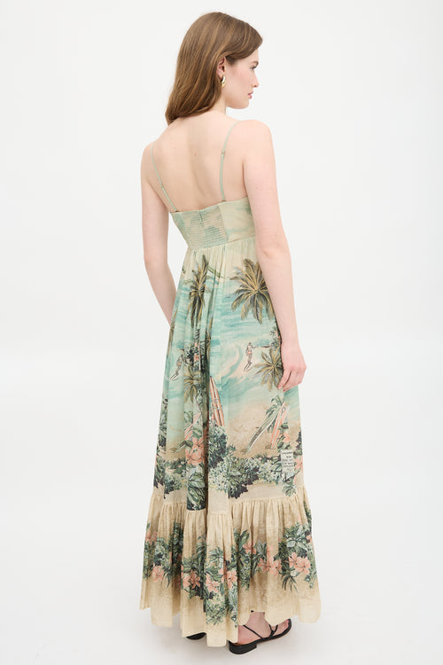 Zimmermann Linen Printed Tier Dress