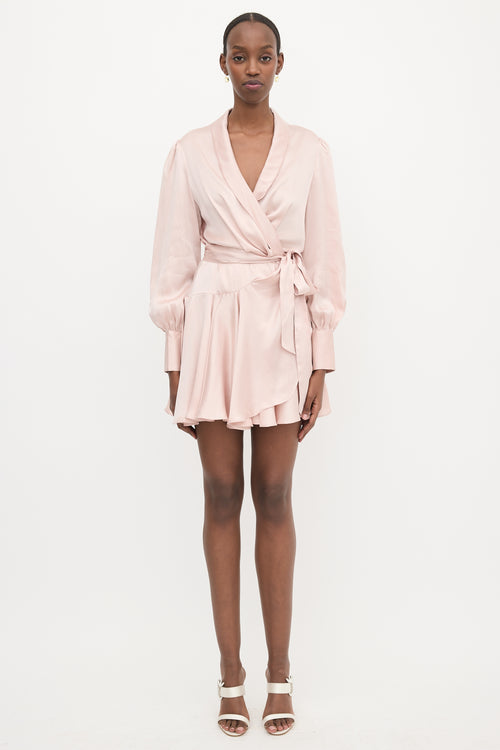 Zimmermann Silk Satin Mini Wrap Dress