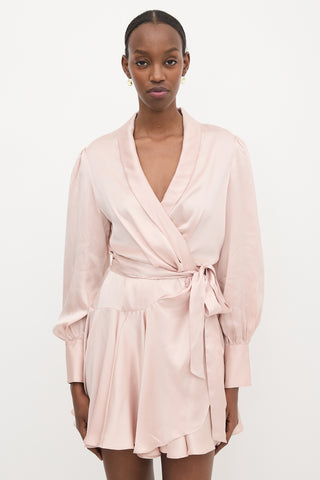 Zimmermann Silk Satin Mini Wrap Dress