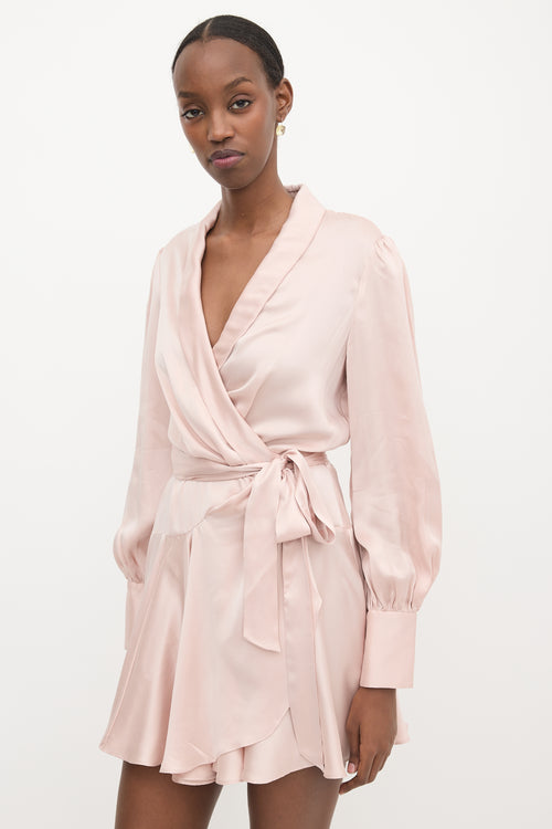 Zimmermann Silk Satin Mini Wrap Dress