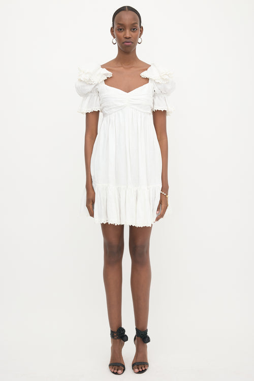 Zimmermann Linen Ruffled Mini Dress