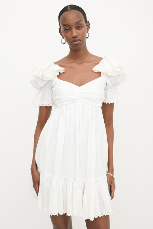 Zimmermann Linen Ruffled Mini Dress