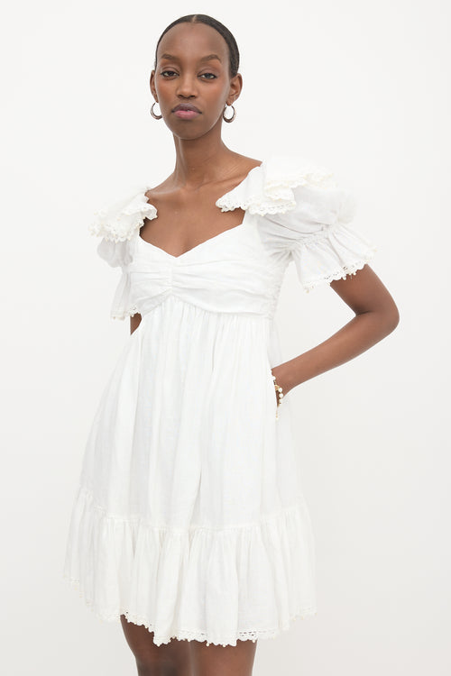 Zimmermann Linen Ruffled Mini Dress