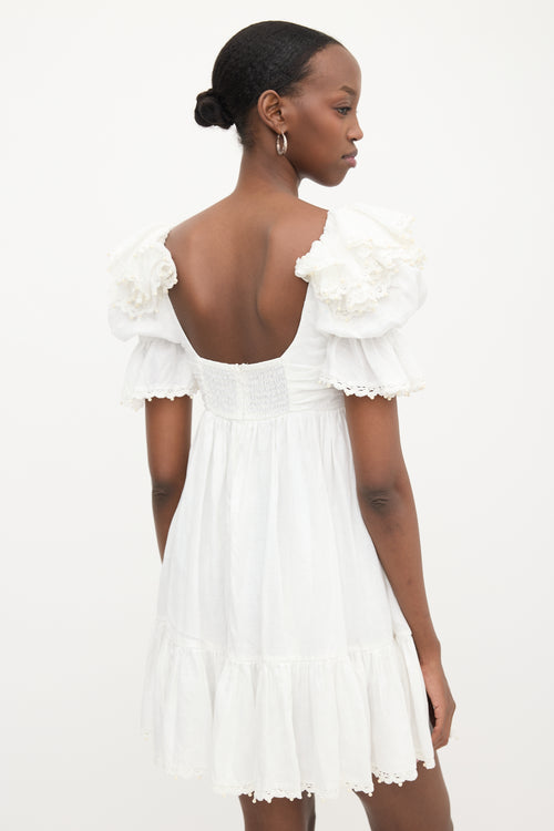 Zimmermann Linen Ruffled Mini Dress
