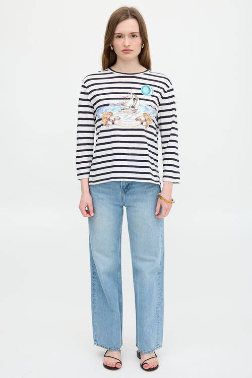 Zimmermann Linen Stripe Graphic T-Shirt