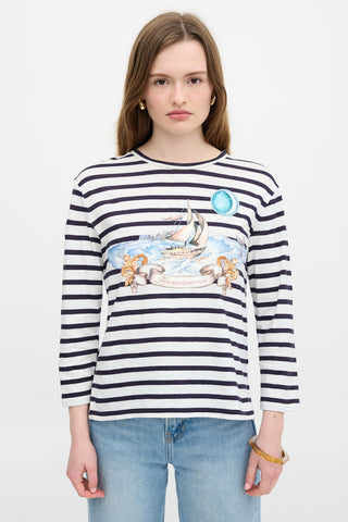 Zimmermann Linen Stripe Graphic T-Shirt