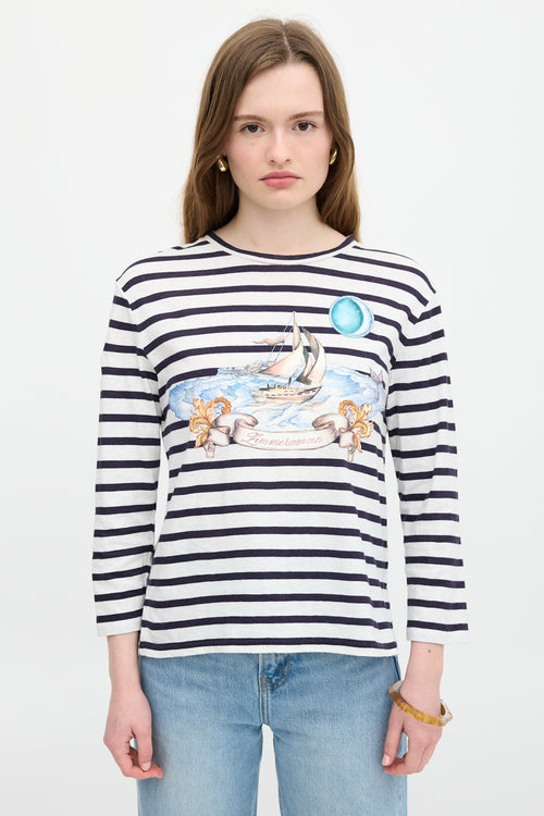 Zimmermann Linen Stripe Graphic T-Shirt