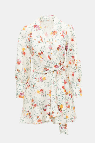 Zimmermann Linen Floral Wrap Dress