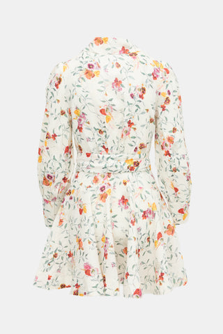 Zimmermann Linen Floral Wrap Dress