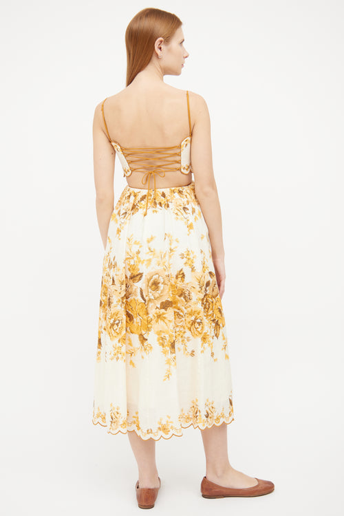 Zimmermann Yellow Multi Floral Cutout Sleeveless Dress