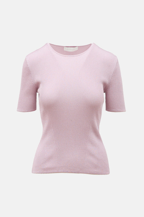 Zimmermann Metallic Rib Knit T-Shirt