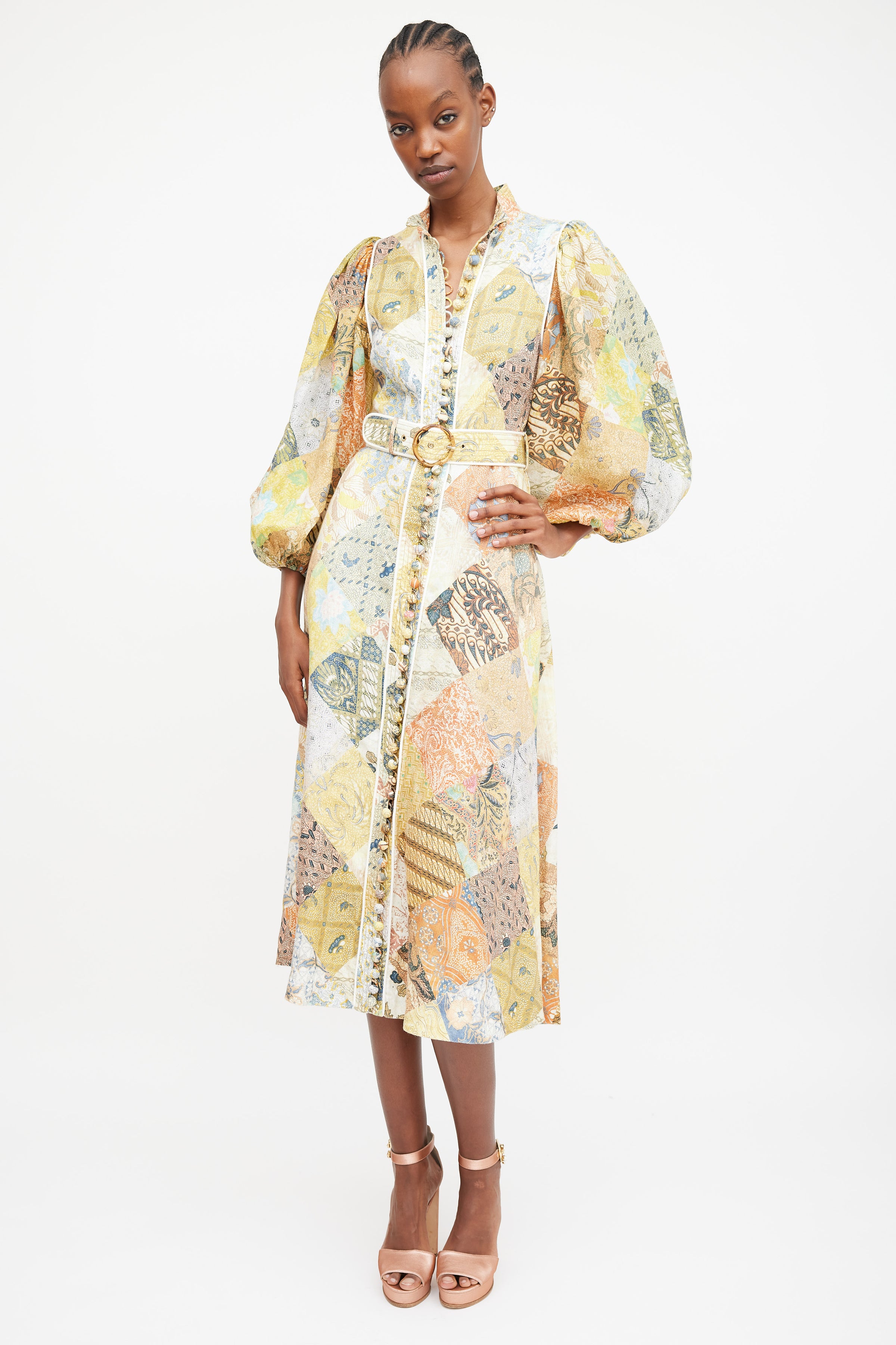 Zimmermann // Multicolour Linen Patchwork Brightside Belted Shirt Dress VSP Consignment Zimmermann // Multicolour Linen Patchwork Brightside Belted Shirt Dress VSP Consignment