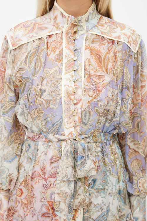 Zimmermann Multicolour Lucky Bound Belted Dress