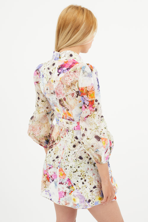 Zimmermann Multicolour Prima Floral Belted Shirt Dress