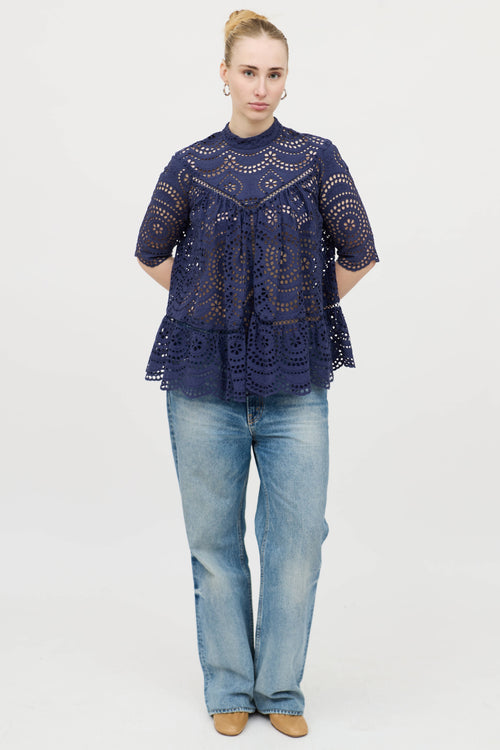 Zimmermann Eyelet Short Sleeve Top