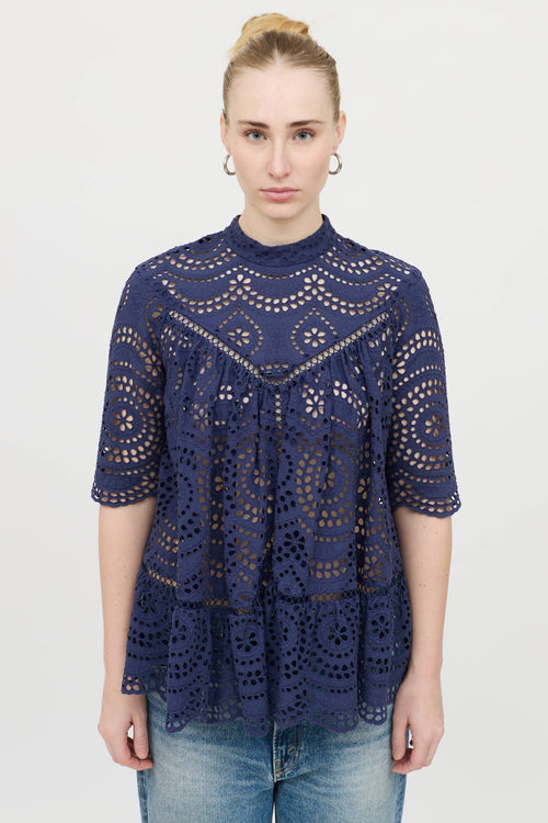 Zimmermann Eyelet Short Sleeve Top