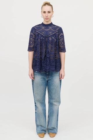 Zimmermann Eyelet Short Sleeve Top