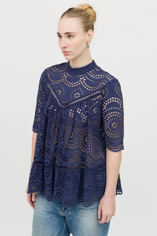 Zimmermann Eyelet Short Sleeve Top