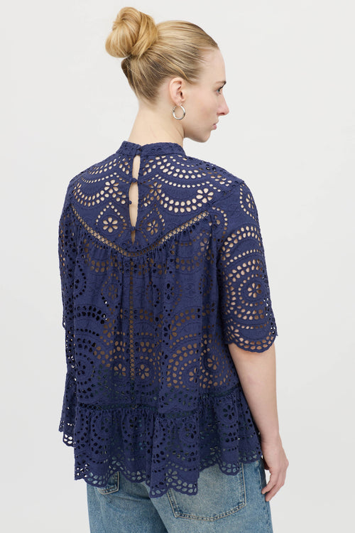 Zimmermann Eyelet Short Sleeve Top