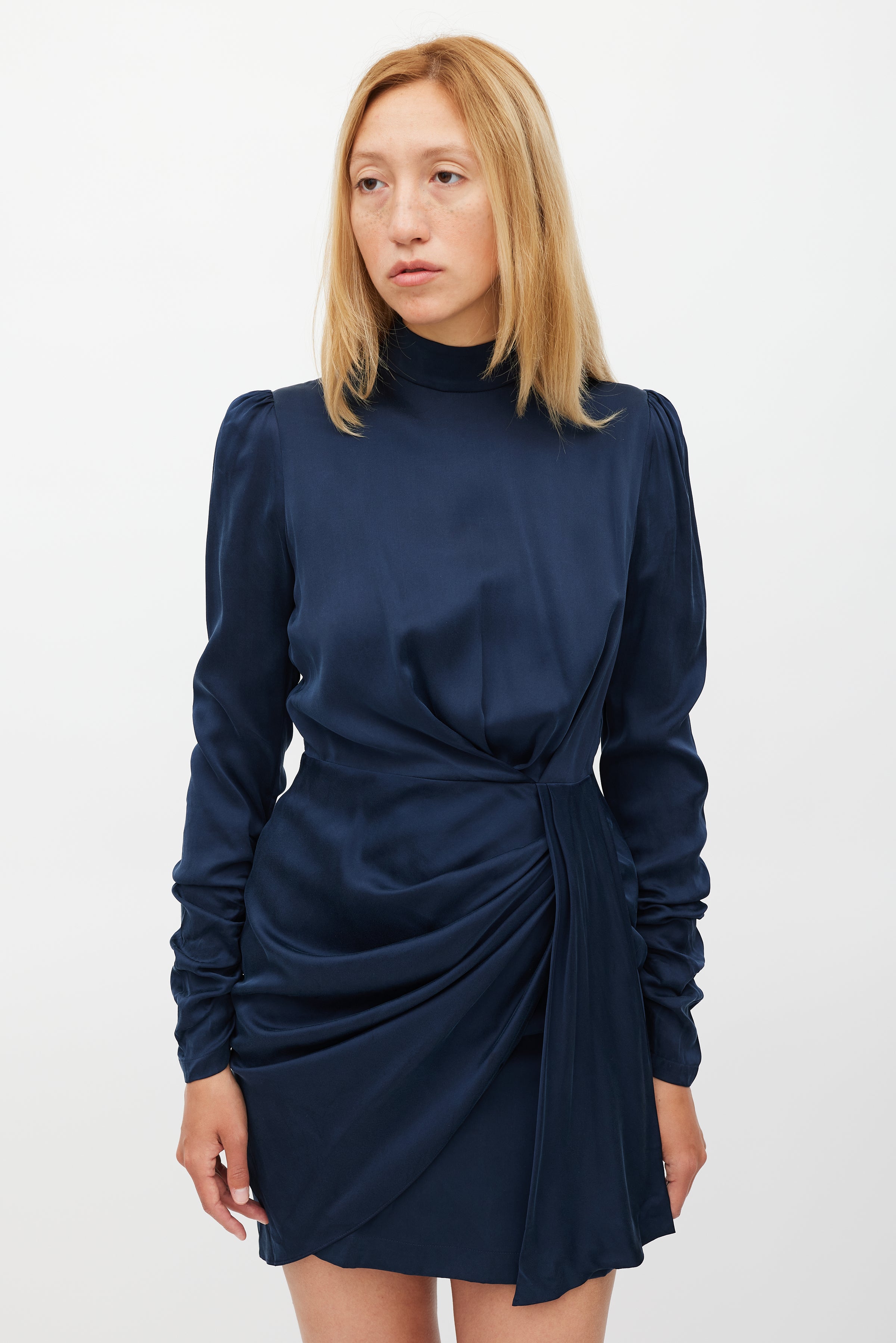 Zimmermann // Navy Silk Drape Dress VSP Consignment Zimmermann // Navy Silk Drape Dress VSP Consignment