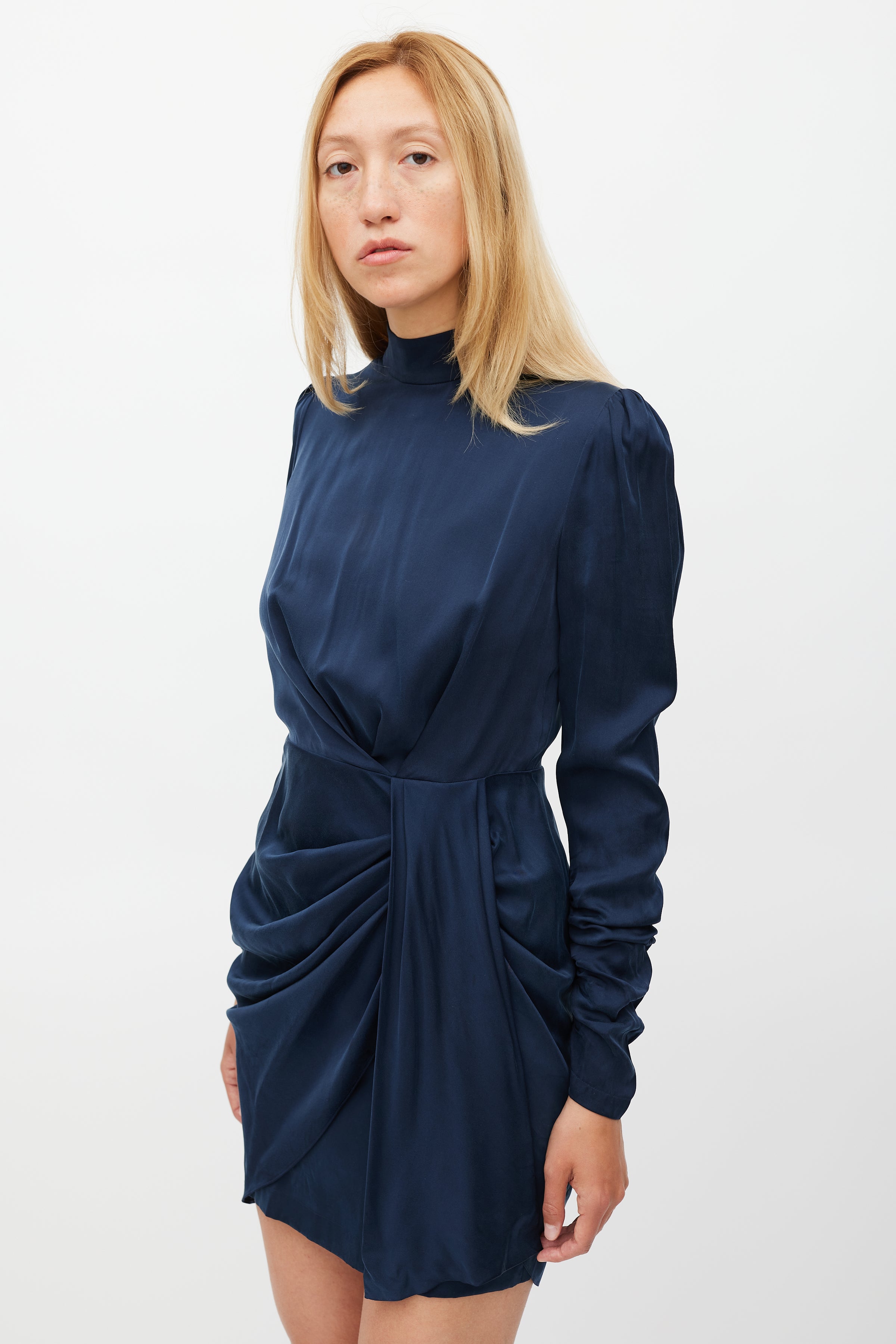 Zimmermann // Navy Silk Drape Dress – VSP Consignment Zimmermann // Navy Silk Drape Dress – VSP Consignment