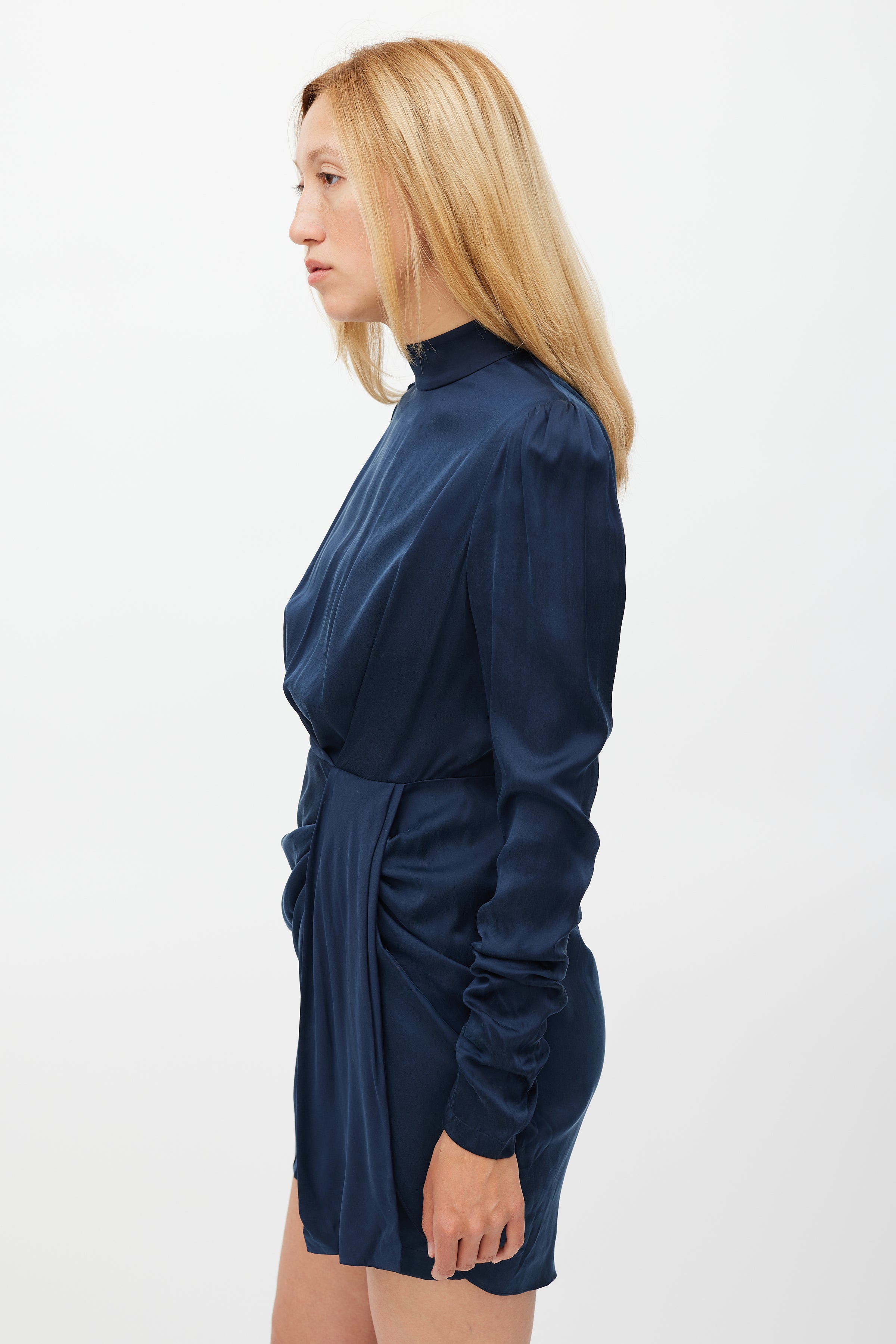Zimmermann // Navy Silk Drape Dress VSP Consignment Zimmermann // Navy Silk Drape Dress VSP Consignment