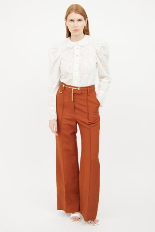 Zimmermann Orange Wool Creased Trouser