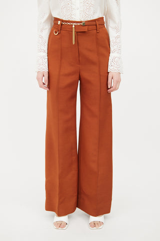 Zimmermann Orange Wool Creased Trouser
