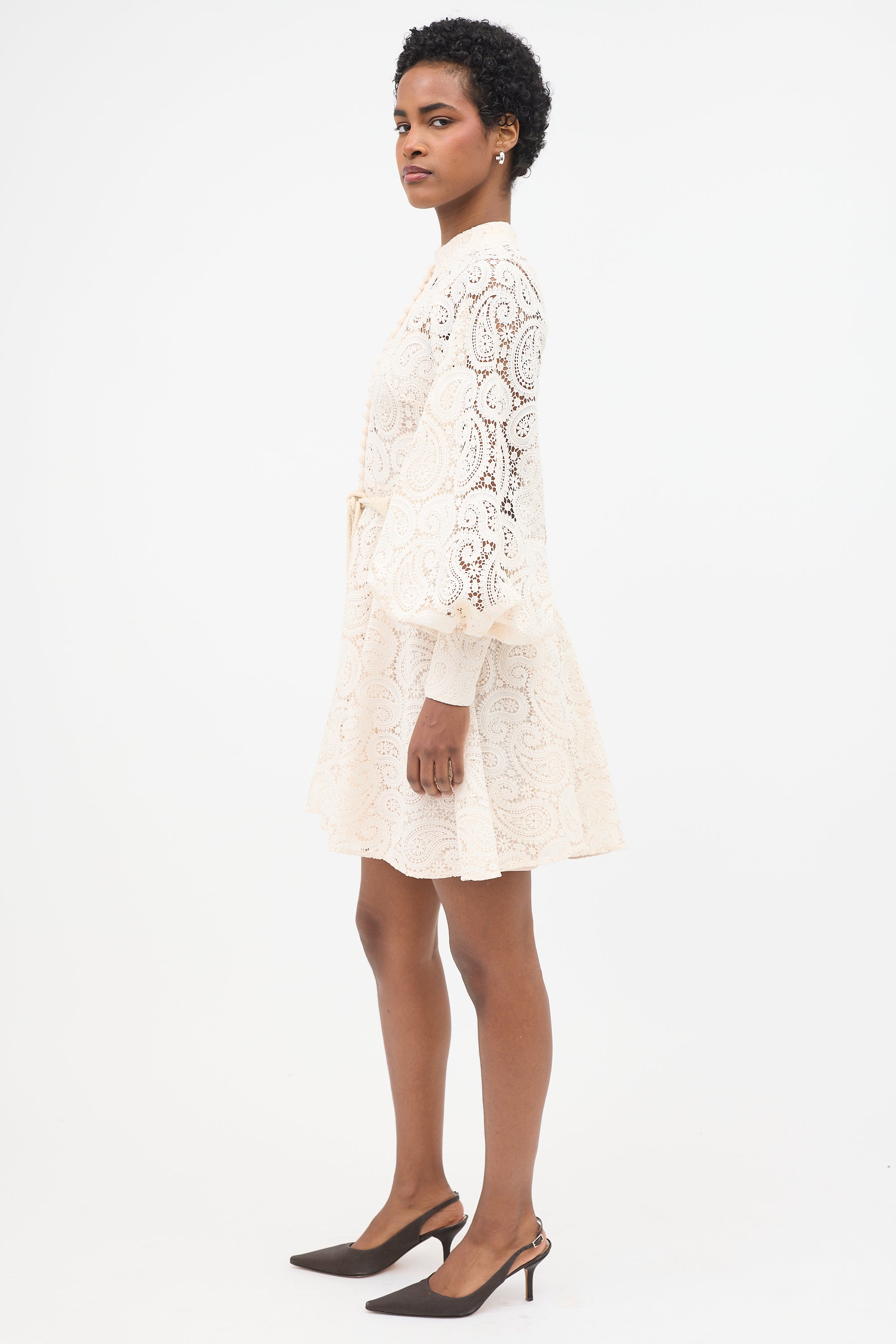 amari paisley lace short dress Zimmermann Beige Paisley Lace Amari Mini Dress M Zimmermann