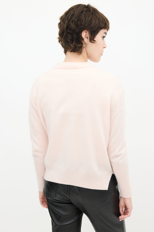 Zimmermann Pink Cashmere Embroidered Logo Sweater