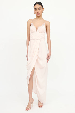 Silk Pleated Lace Dress