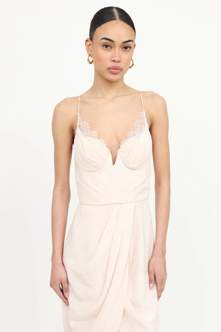 Silk Pleated Lace Dress