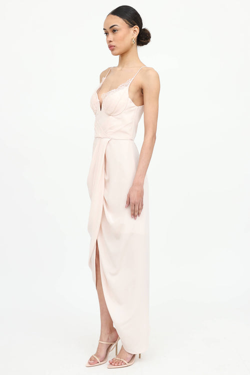 Silk Pleated Lace Dress