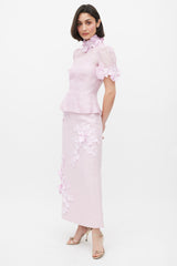 Zimmermann Pink Linen & Silk High Tide Flower Applique Set