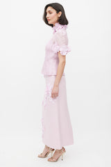 Zimmermann Pink Linen & Silk High Tide Flower Applique Set