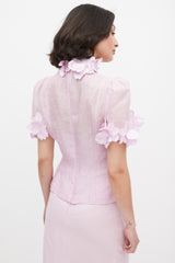 Zimmermann Pink Linen & Silk High Tide Flower Applique Set