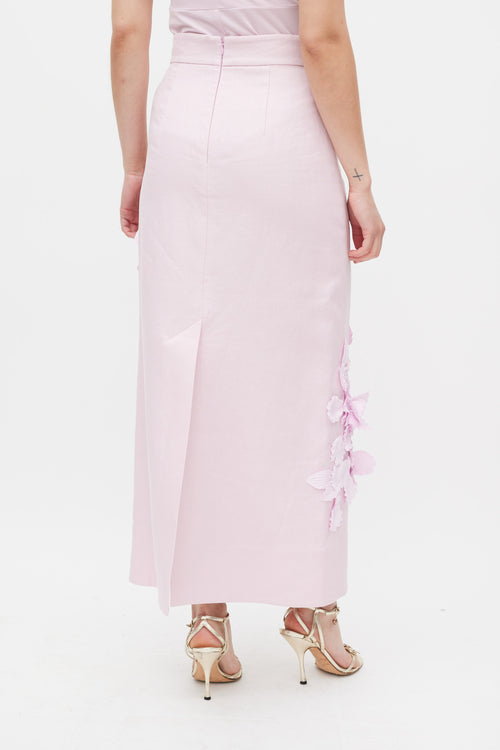 Zimmermann Pink Linen & Silk High Tide Flower Applique Set
